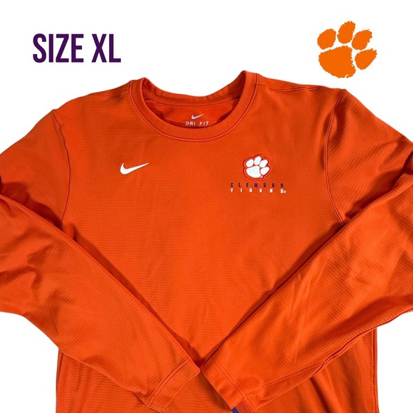 Nike Clemson Tigers Dri-FIT Long Sleeve Shirt Men's XL Orange NCAA Football - Picture 1 of 9